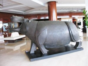 sculpture bronze hippopotame